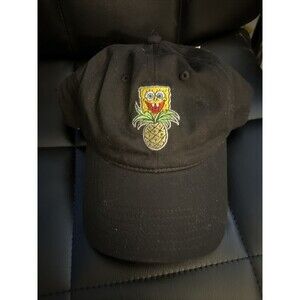 NWT Nickelodeon SpongeBob SquarePants Pineapple Black Stitched Resizable Hat Cap